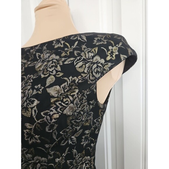 Vera Wang Black & Gold Metallic Brocade Party Cocktail Dress Size 2 Gorgeous! - Picture 5 of 16